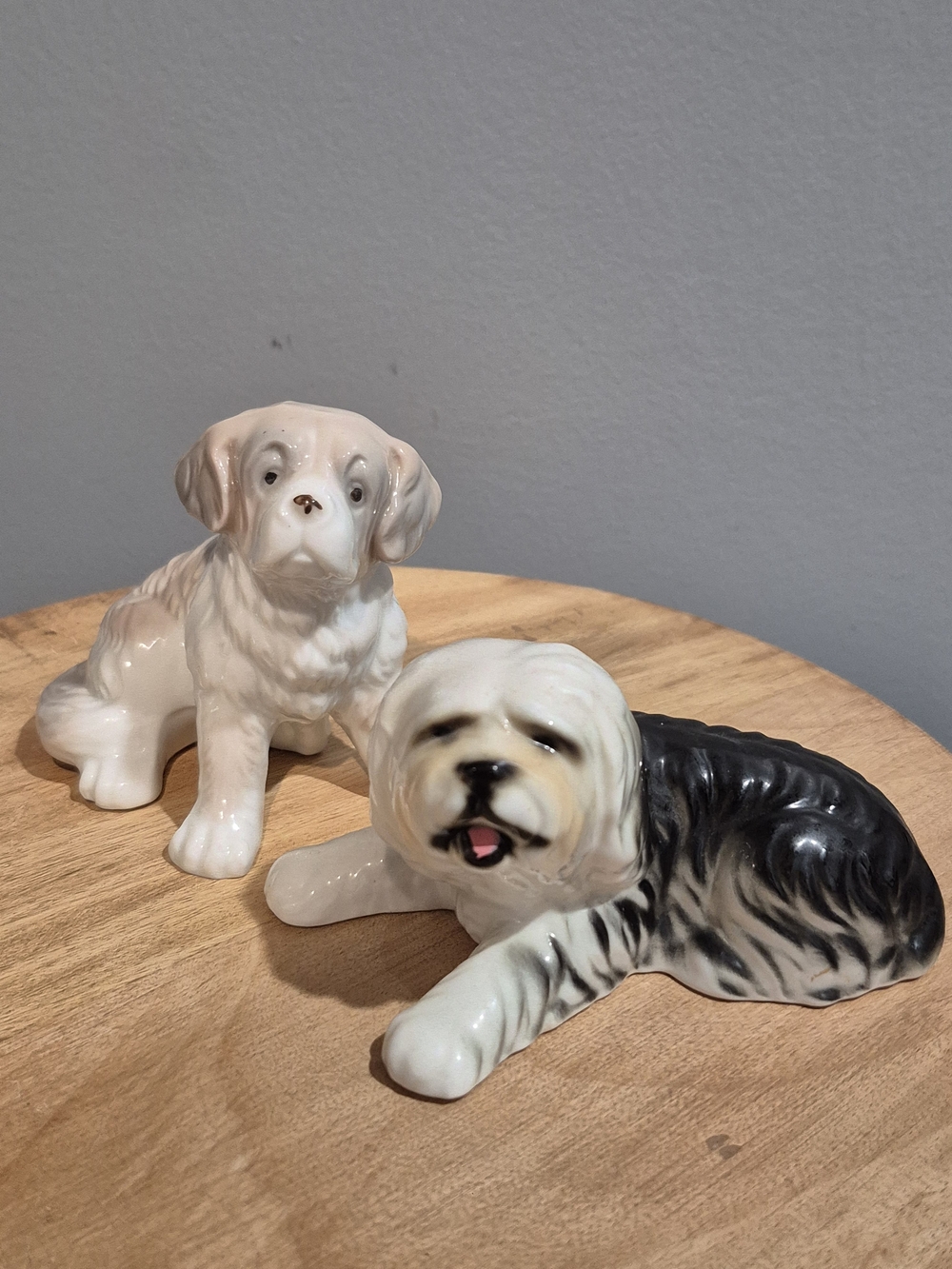Vintage Giftcraft Japan Bone China Dog Figurines St Bernard & Old English Sheepd